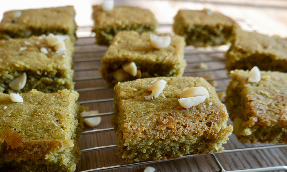 Macadamia matcha blondie recipe